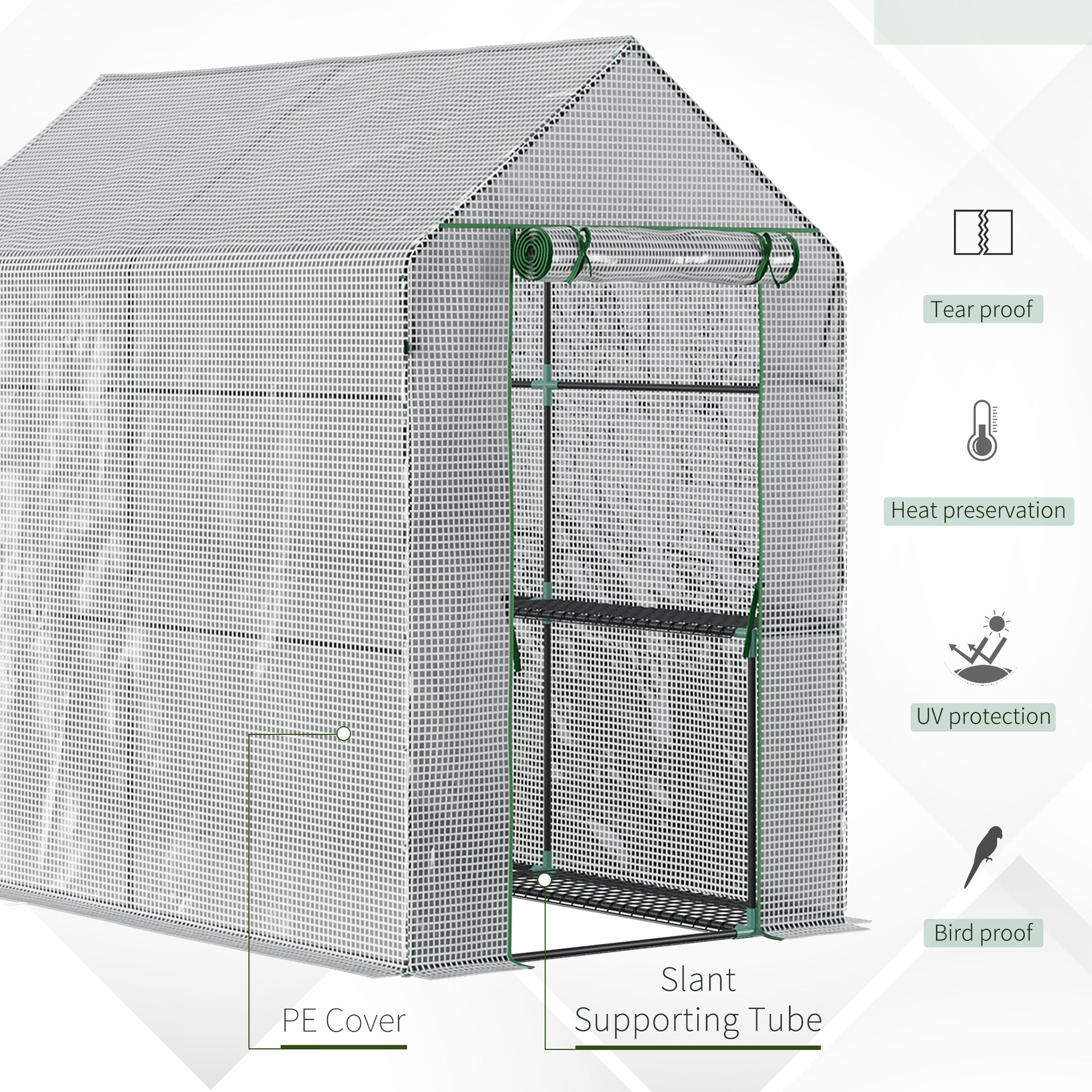 73" x 47" x 75" Walk-in Greenhouse Outdoor Portable Plant Flower Growth Warm House Garden Tunnel Shed with Roll-up Door 