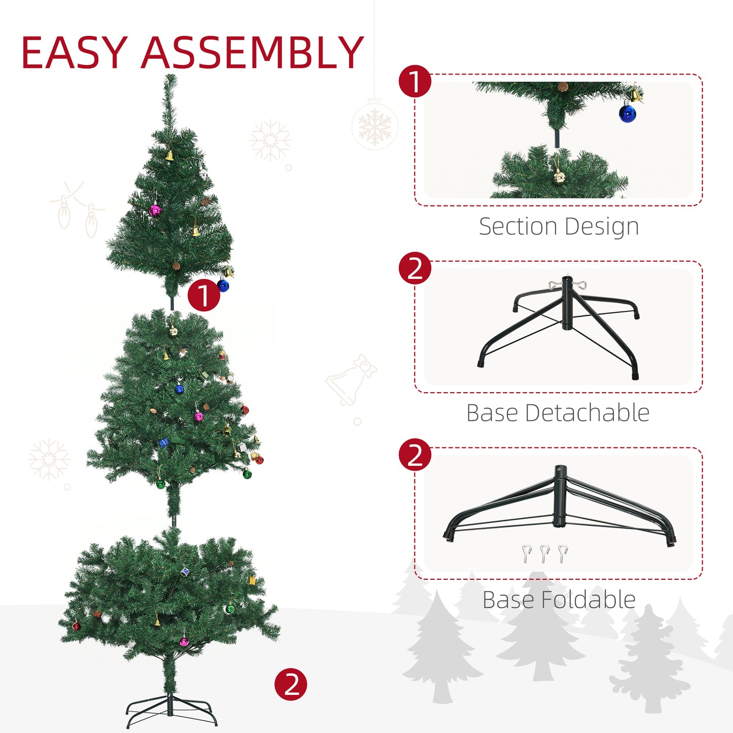 7ft Green Christmas Tree Artificial Xmas Holidays Party with Decoration Ornament
