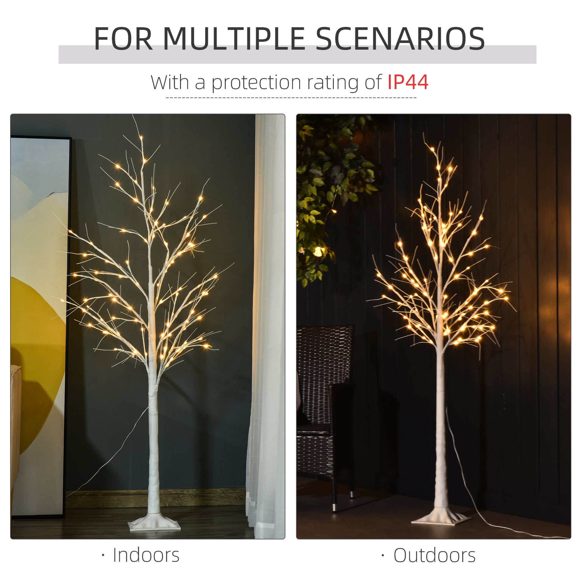5FT Garden Birch Tree Light with 58 Warm LEDs and 8 Light Modes, DIY Artificial Tree Lamp for Outdoor and Indoor Birthda