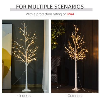 5FT Garden Birch Tree Light with 58 Warm LEDs and 8 Light Modes, DIY Artificial Tree Lamp for Outdoor and Indoor Birthda