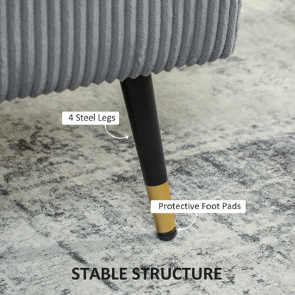 55" Loveseat Sofa, Corduroy Love Seat w/ S spring, Steel Legs and Button Tufting, Small Couch for Living Room, Dark Grey