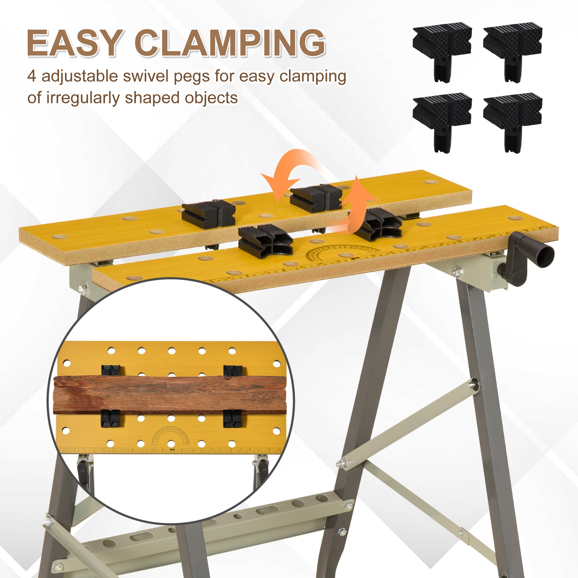 Foldable Work Bench w/ 4 Adjustable Clamps, Carpenter Saw Table