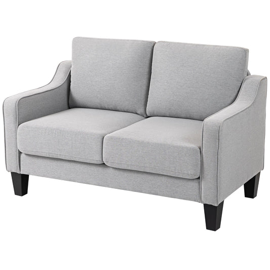 Loveseat Sofa, Modern Couch with Pocket Spring, Linen Upholstered, Thick Padded, Light Grey