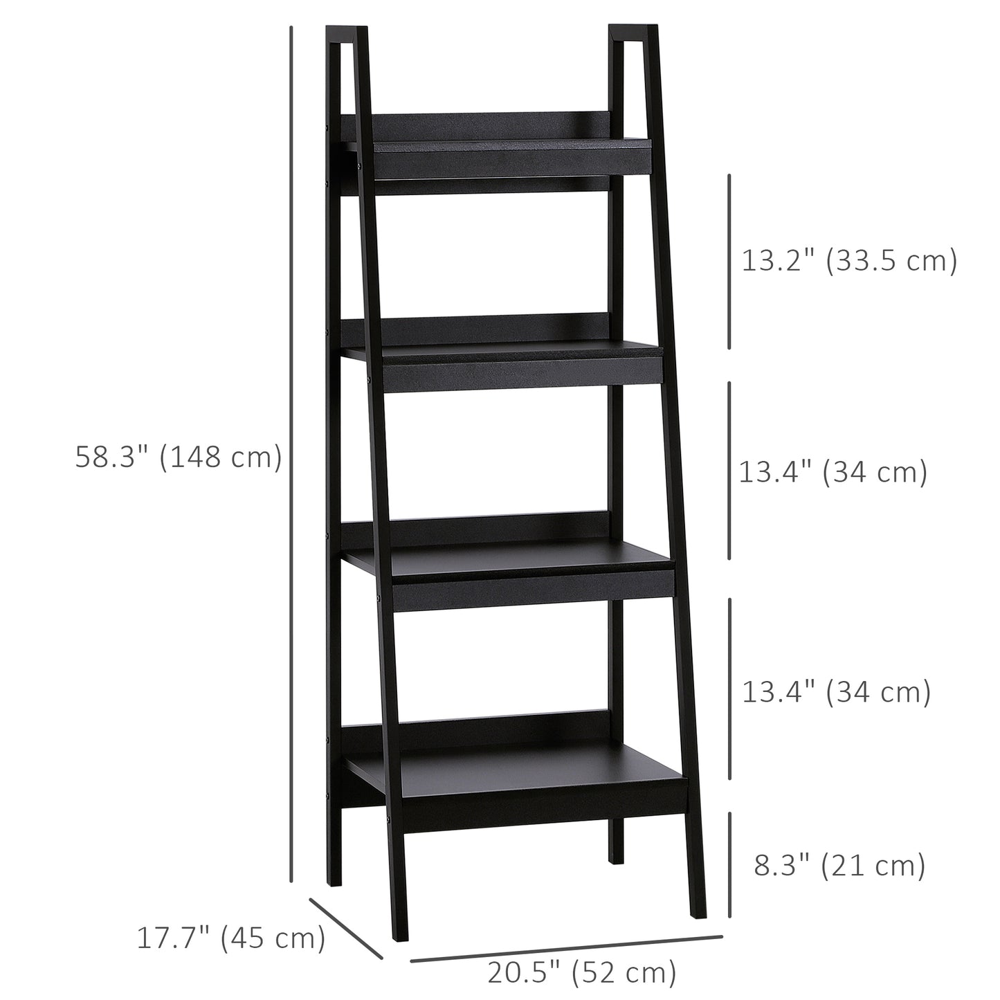 Set of 2, 4 Tier Ladder Shelf Bookcase, Multi-Use Display Rack, Storage Shelving Unit Display Stand, Flower Plant Stand,