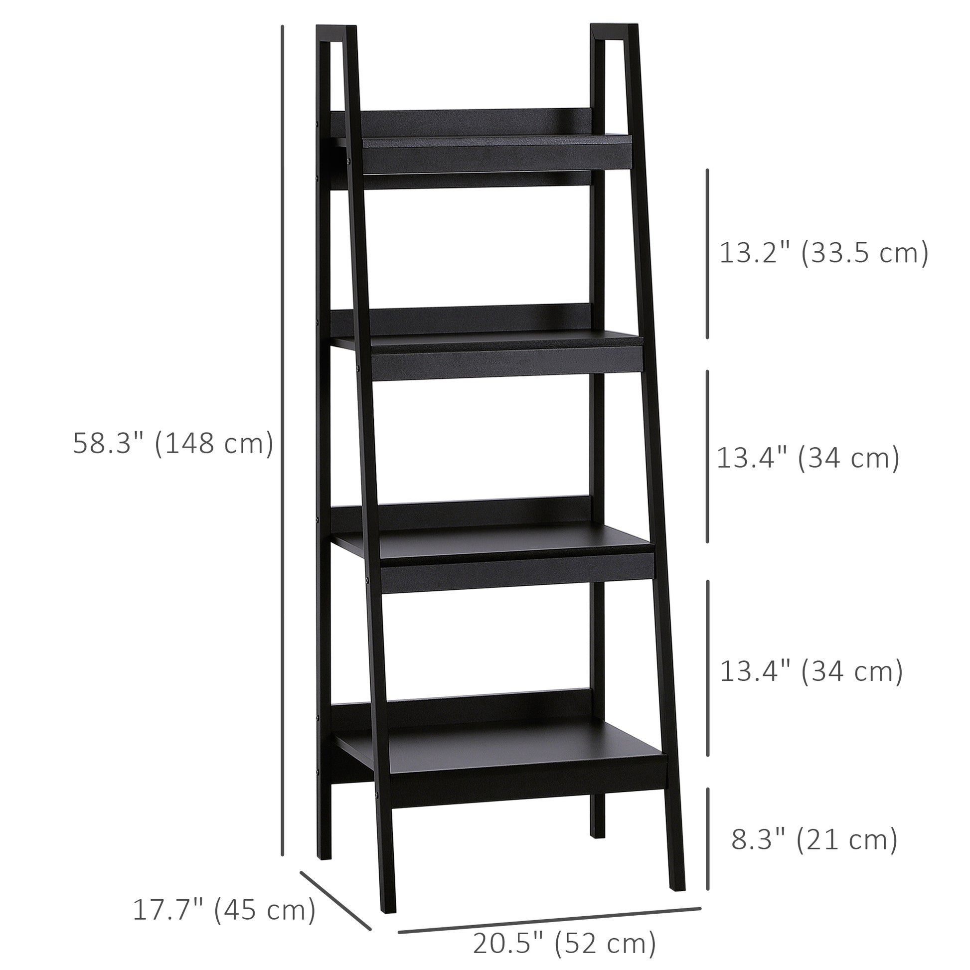 Set of 2, 4 Tier Ladder Shelf Bookcase, Multi-Use Display Rack, Storage Shelving Unit Display Stand, Flower Plant Stand,