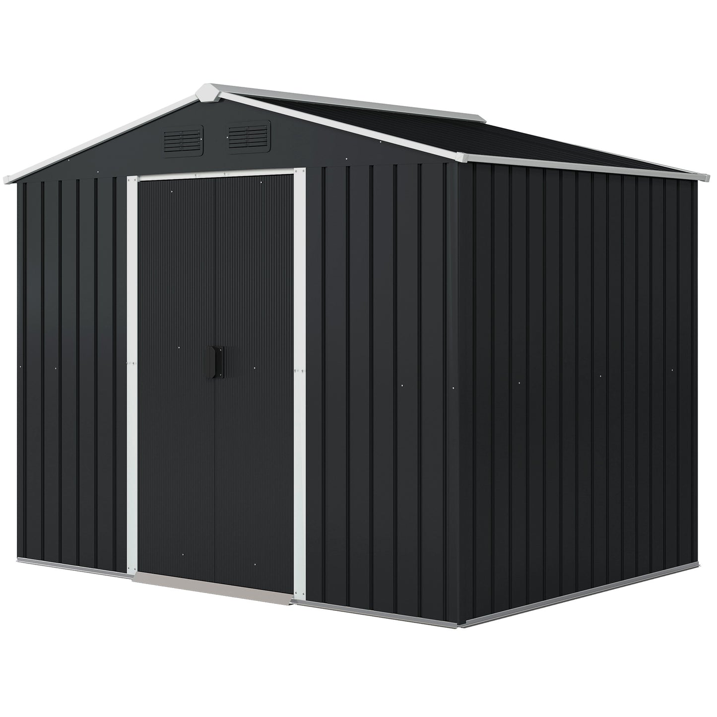 8' x 6' Outdoor Storage Shed, Metal Garden Tool Storage House with Lockable Sliding Doors and Vents for Backyard Patio L