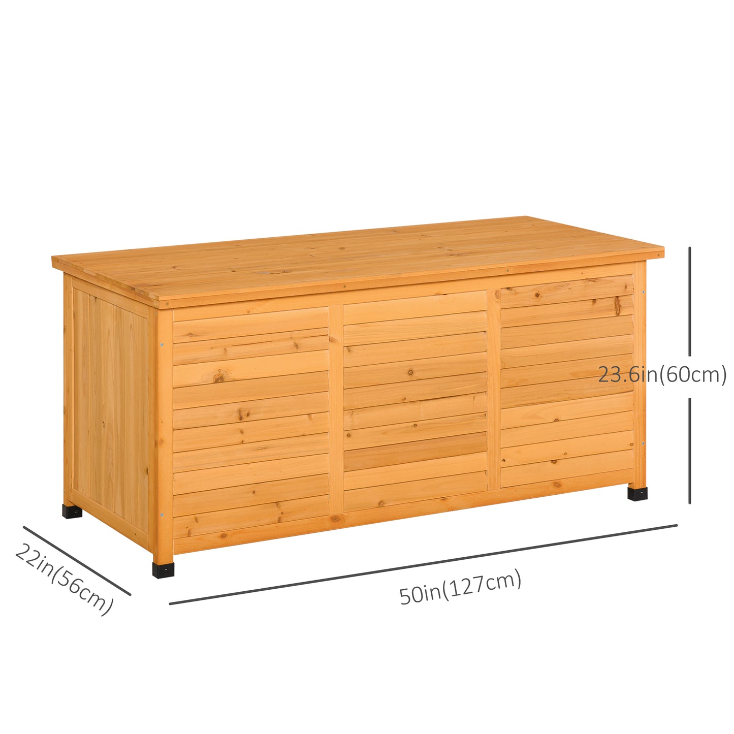 75 Gallon Wooden Storage Box patio Deck Box Bench, Garden Backyard Outdoor Storage Container with Aerating Gap & Weather