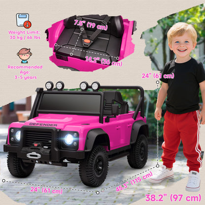Qaba Land Rover Licensed Kids Ride on Truck with Remote Control, Spring Suspension, LED Lights, 3 Speed for Ages 3-5, Pi