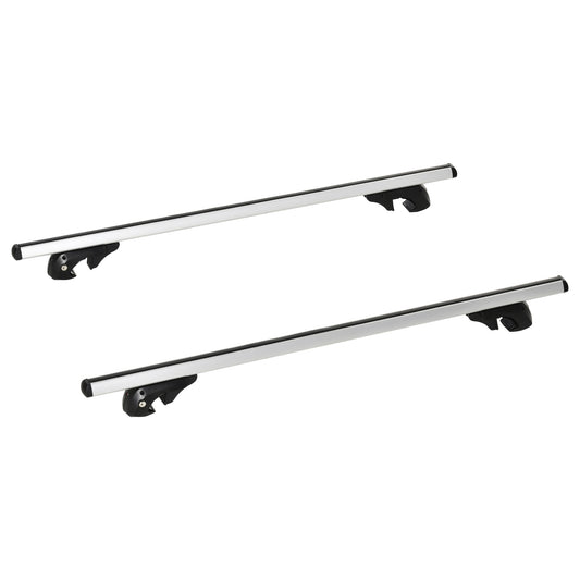 2pc Roof Rack Car Roof Top Lockable Aluminum Cross Bars Adjustable Baggage Luggage Carrier, Silver (53")