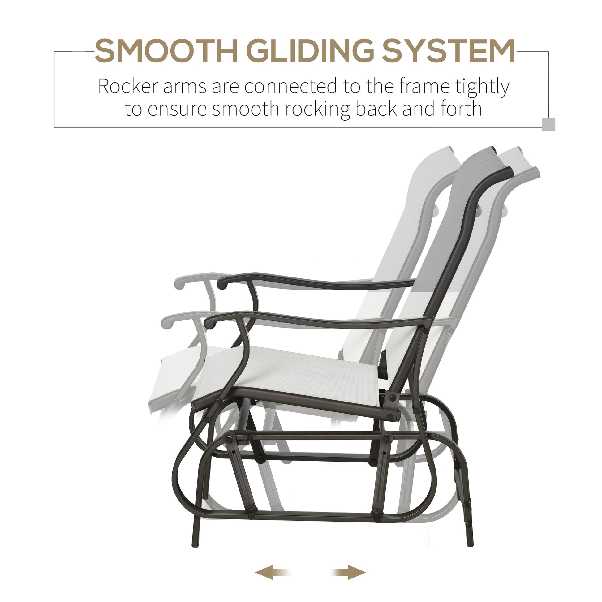 Outdoor Glider Chair, Patio Glider with Steel Frame and Mesh Fabric, Outdoor Patio Chair for Backyard, Garden and Porch,