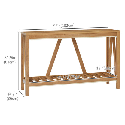 52" Console Table, Farmhouse Narrow Entryway Table with Storage Shelf, Rustic Sofa Table with Anti-tipper for Living Roo
