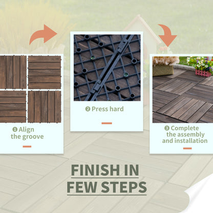 27 Pcs Wood Interlocking Deck Tiles, 12 x 12in Outdoor Flooring Tiles for Indoor and Outdoor Use, Tools Free Assembly, B