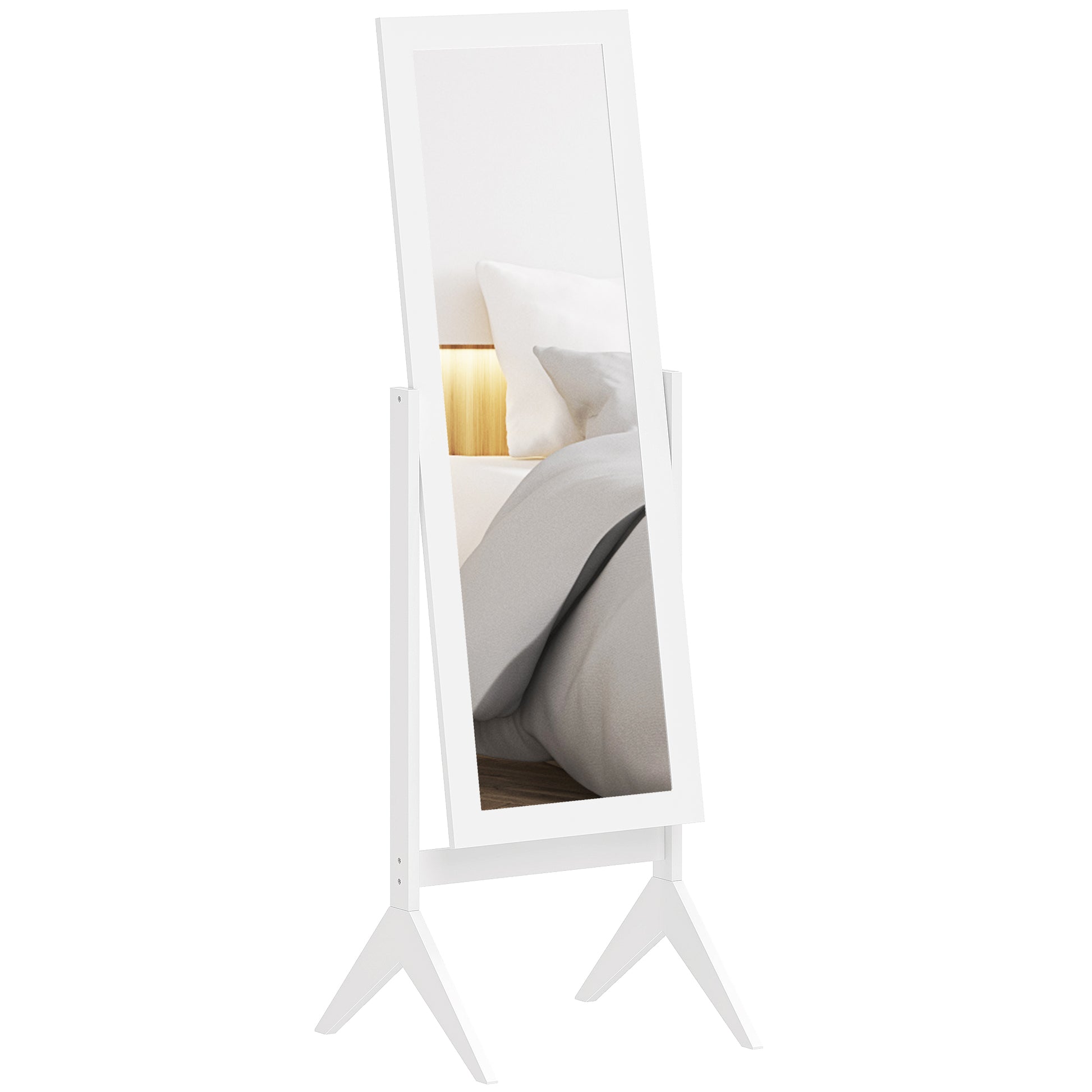 Full Length Mirror, Free Standing Full Body Mirror with Rectangular Frame, Adjustable Angle for Dressing Room, Bedroom, 