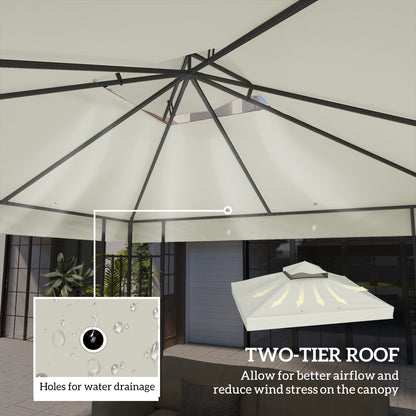 10' x 10' Gazebo Canopy Replacement Cover, 2-Tier Garden Gazebo Roof Replacement, UPF30+, TOP COVER ONLY, Light Grey