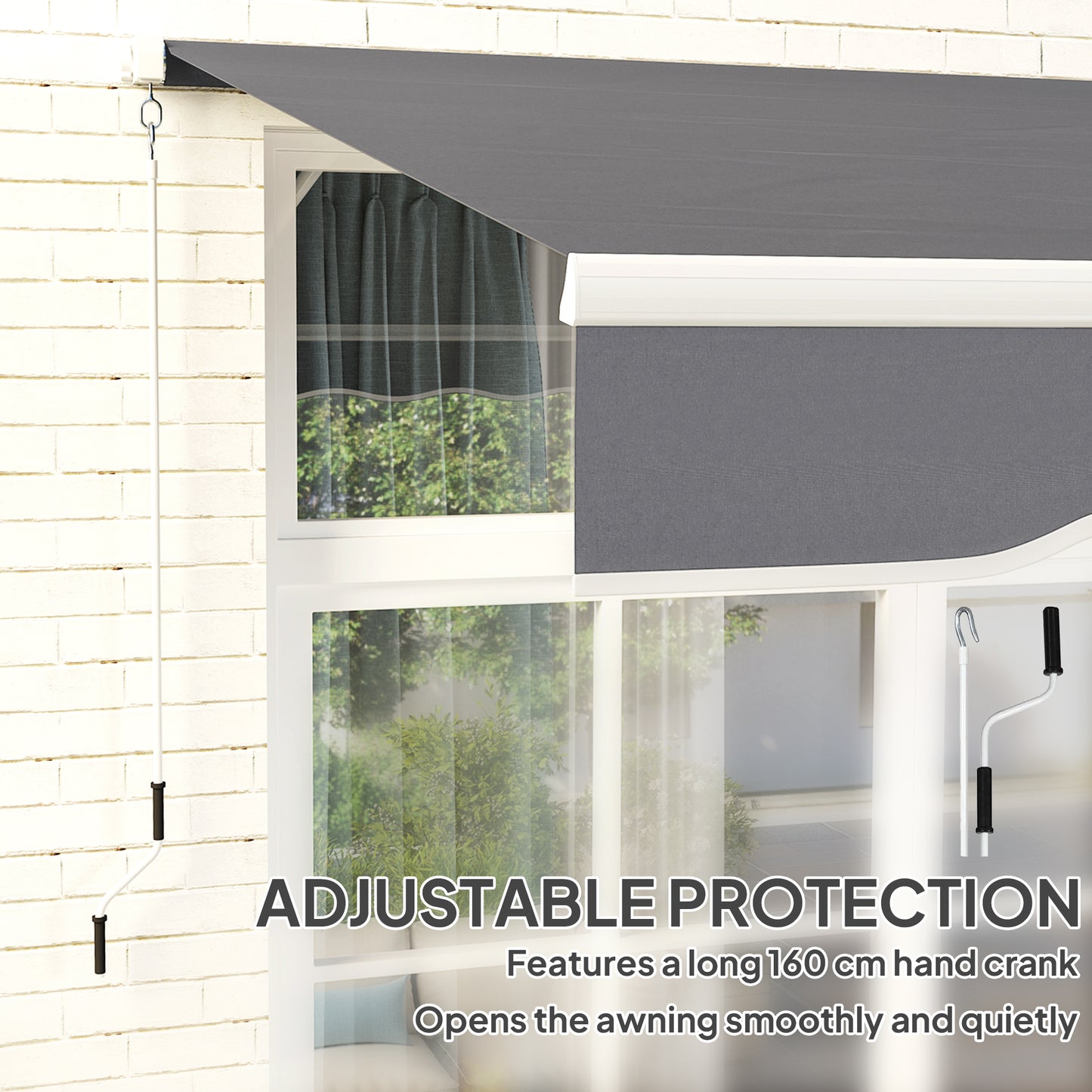 8' x 7' Retractable Awning, Patio Awnings, Sunshade Shelter with 280 g/m² UV & Water-Resistant Fabric, Dark Grey