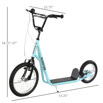 VarietyKart Youth Kick Scooter with Adjustable Handlebar and 16'' Inflatable Rubber Wheel for Kids and Teens 5+ Year Old