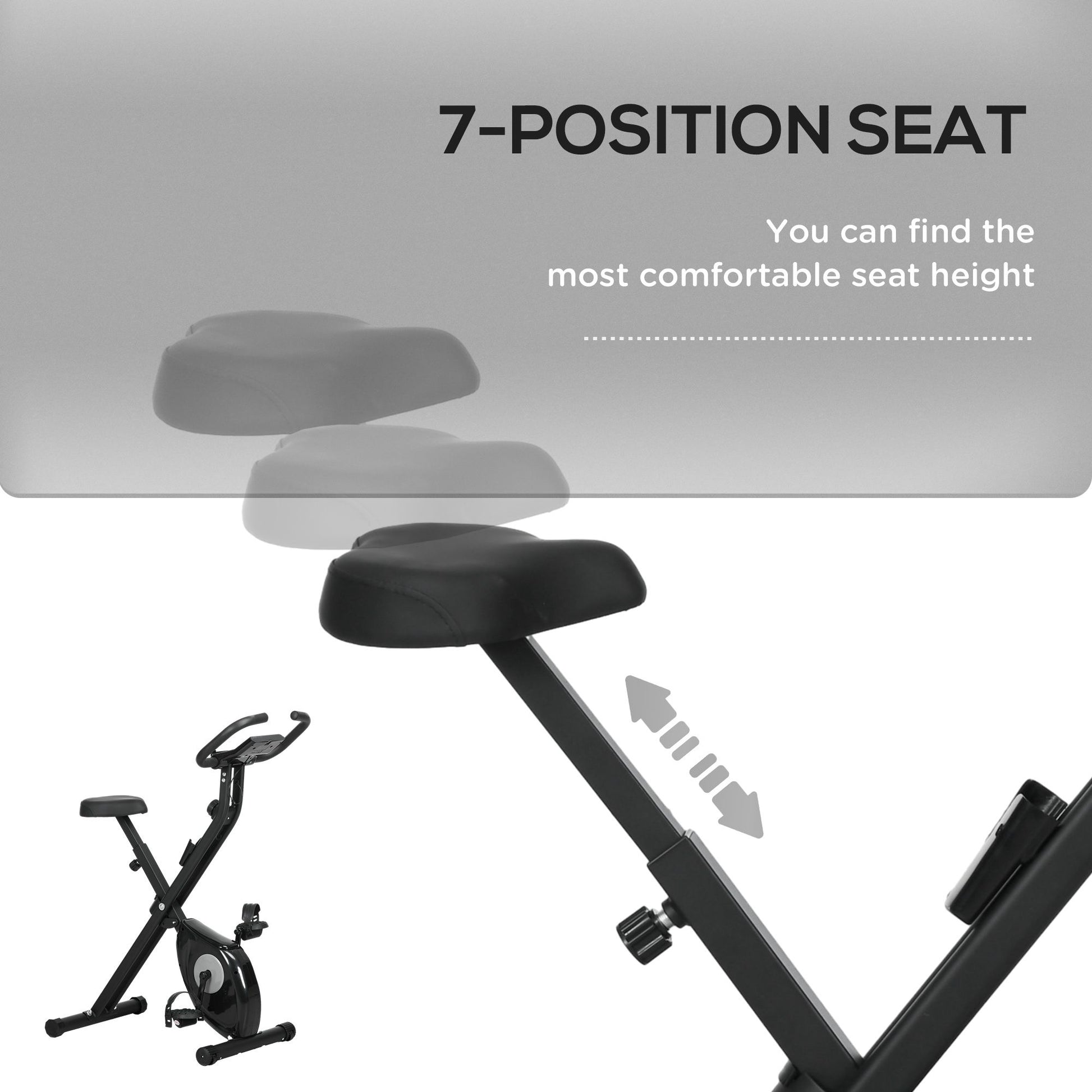 Soozier Foldable Exercise Bike Indoor Stationary Bike w/ 8-Level Magnetic Resistance LCD Screen Phone Holder for Home Gy