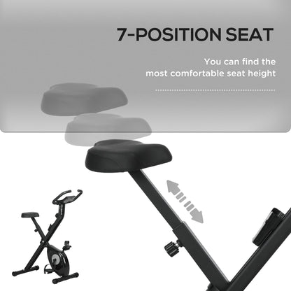 Soozier Foldable Exercise Bike Indoor Stationary Bike w/ 8-Level Magnetic Resistance LCD Screen Phone Holder for Home Gy