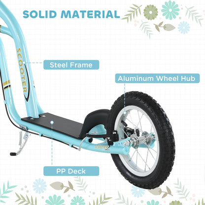 VarietyKart Dual Brakes Kick Scooter 12-Inch Inflatable Front Wheel Ride On Toy for Age 5+, Blue