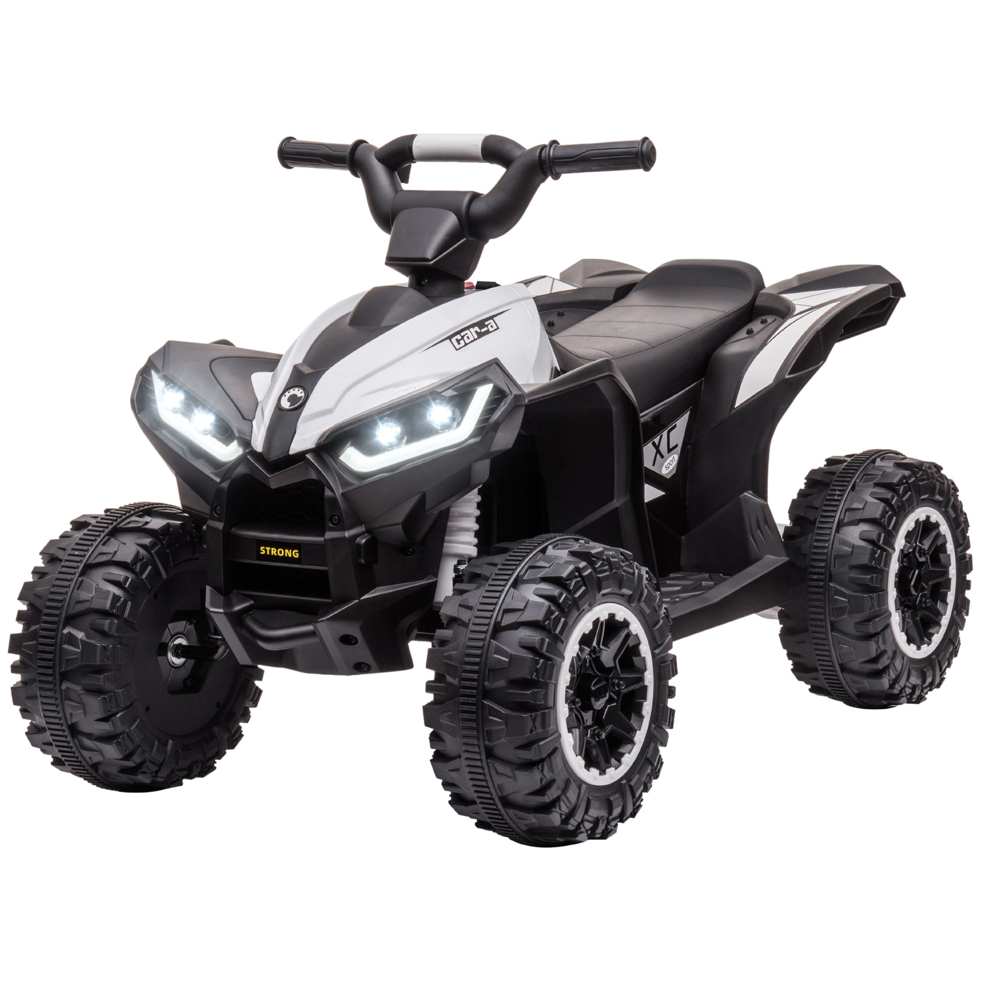 VarietyKart Kids 4 Wheeler Quad with Music, Headlights, High & Low Speed, Kids ATV for 3-5 Years Old Boys & Girl, White