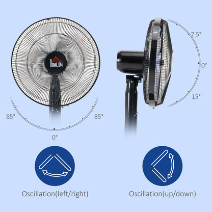 Standing Floor Fan with Remote Control, Stand Up Cooling Fan, Tall Pedestal Electric Fan for Bedroom, Black
