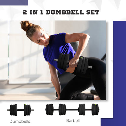 Soozier 44LBS 2-in-1 Adjustable Barbell & Dumbbells Set, Weights Set with Non-slip Handles for Men and Women Home Gym Tr