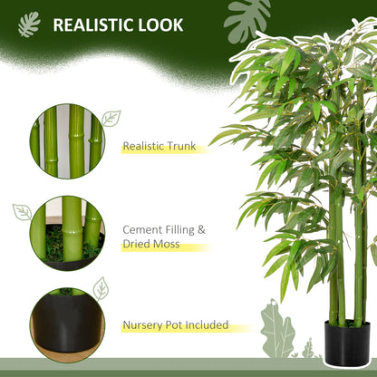 4.6FT Artificial Bamboo Tree Faux Decorative Plant in Nursery Pot for Indoor Décor