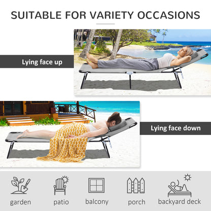 Adjustable Outdoor Lounge Chair, Garden Folding Chaise Lounge with Face Hole Reclining Tanning Chair Seat, Folding Campi