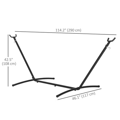 9.5'L Adjustable Hammock Stand Only, Heavy Duty Universal Garden Outdoor Camping Picnic Sun Bed Swing Metal Frame w/ Six