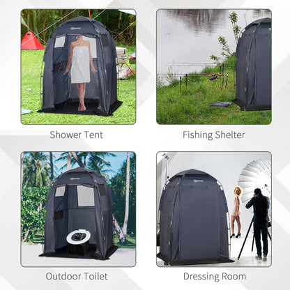 60" x 60" x 82" Shower Tent Extra Wide Changing Room Privacy Portable Camping Shelters with Windows & Floor Mat, Dark Bl