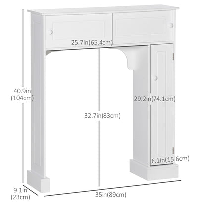 Modern Over The Toilet Storage, Bathroom Cabinets Over Toilet with 2 Sliding Doors, 3 Adjustable Shelves, White
