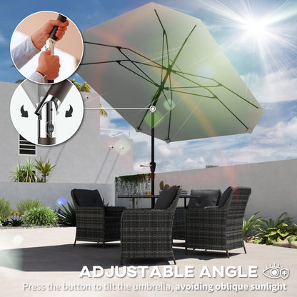 7.6FT Aluminum Patio Umbrella Parasol 8 Ribs Outdoor Market Umbrella with Crank, Push Button Tilt for Deck, Backyard and