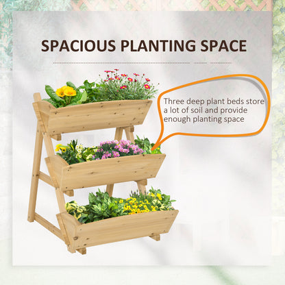 3 Tier Raised Garden Bed, 23.5" x 29.5" x 30.3" Vertical Wooden Elevated Planter Box Kit, Plant Stand for Flowers, Veget