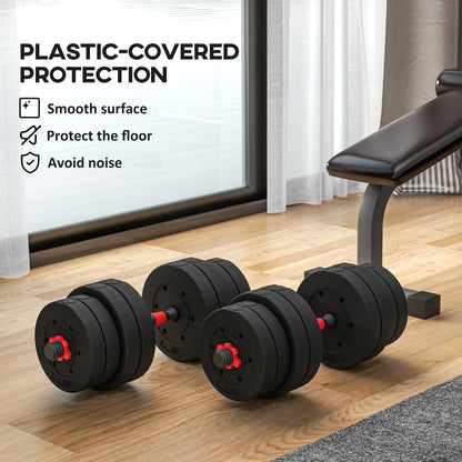 Soozier 66lbs 2-in-1 Adjustable Dumbbells Weight Set, Dumbbell Hand Weights Barbell for Body Fitness, Lifting Training f