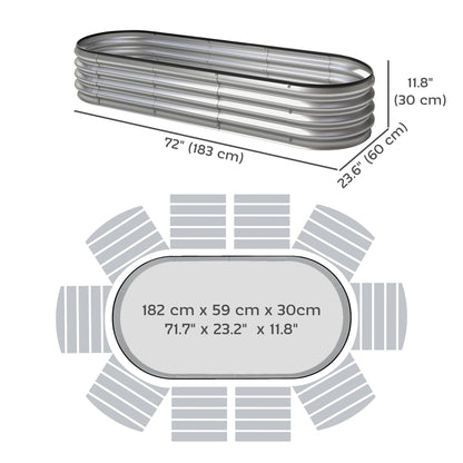 Galvanized Raised Garden Bed, 6 x 2 x 1 Modular Metal Garden Beds with Rubber Strip Edging, Heavy-Duty Outdoor Planter B