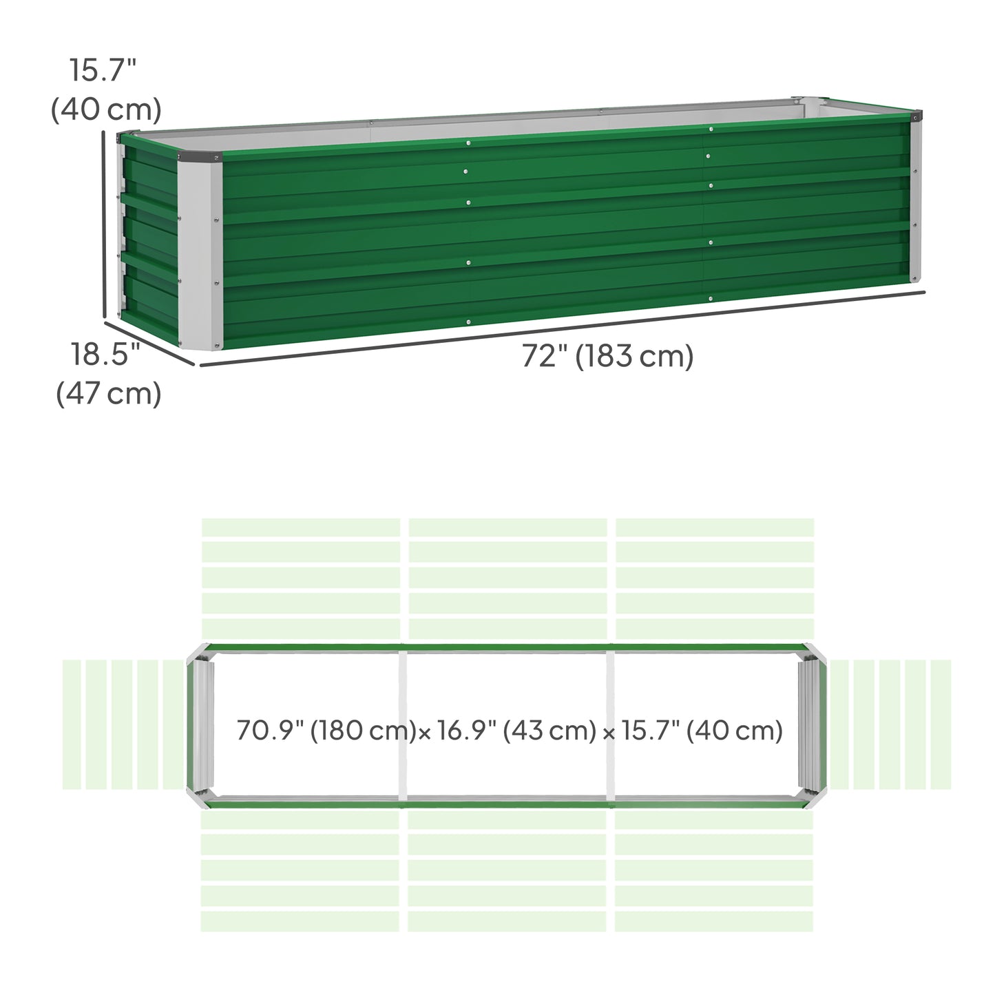6' x 1.5' x 1.3' Galvanized Raised Garden Bed, Elevated Large Metal Planter Box w/ Install Gloves for Backyard, Patio to