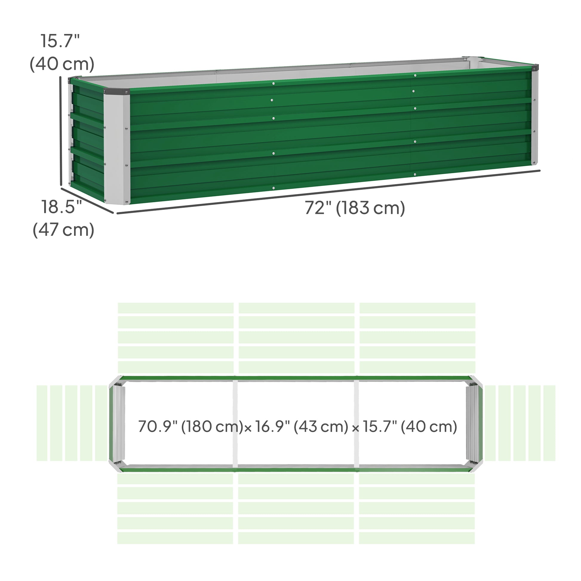 6' x 1.5' x 1.3' Galvanized Raised Garden Bed, Elevated Large Metal Planter Box w/ Install Gloves for Backyard, Patio to