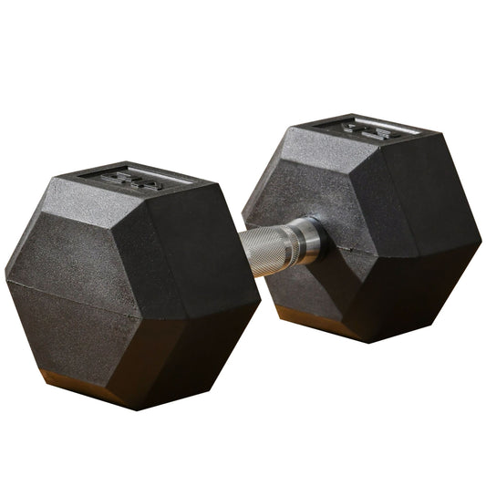 Soozier 45lbs Rubber Hex Dumbbell, Weight Dumbbell Hand Weight Barbell for Body Fitness Training for Home Office Gym, Bl
