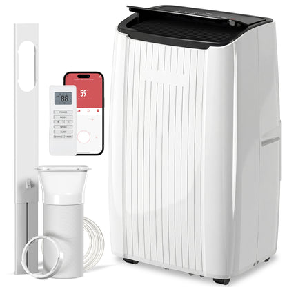 14000 BTU 5-in-1 Portable Air Conditioner with Cool, Heat, Dehumidifier, Fan, Sleep, WiFi Voice Control, White