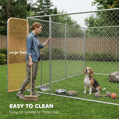 Dog Playpen Outdoor, Walk-in Dog Run Kennel Puppy Exercise Pen Indoor Outdoor with DIY Door and Galvanized Steel Frame