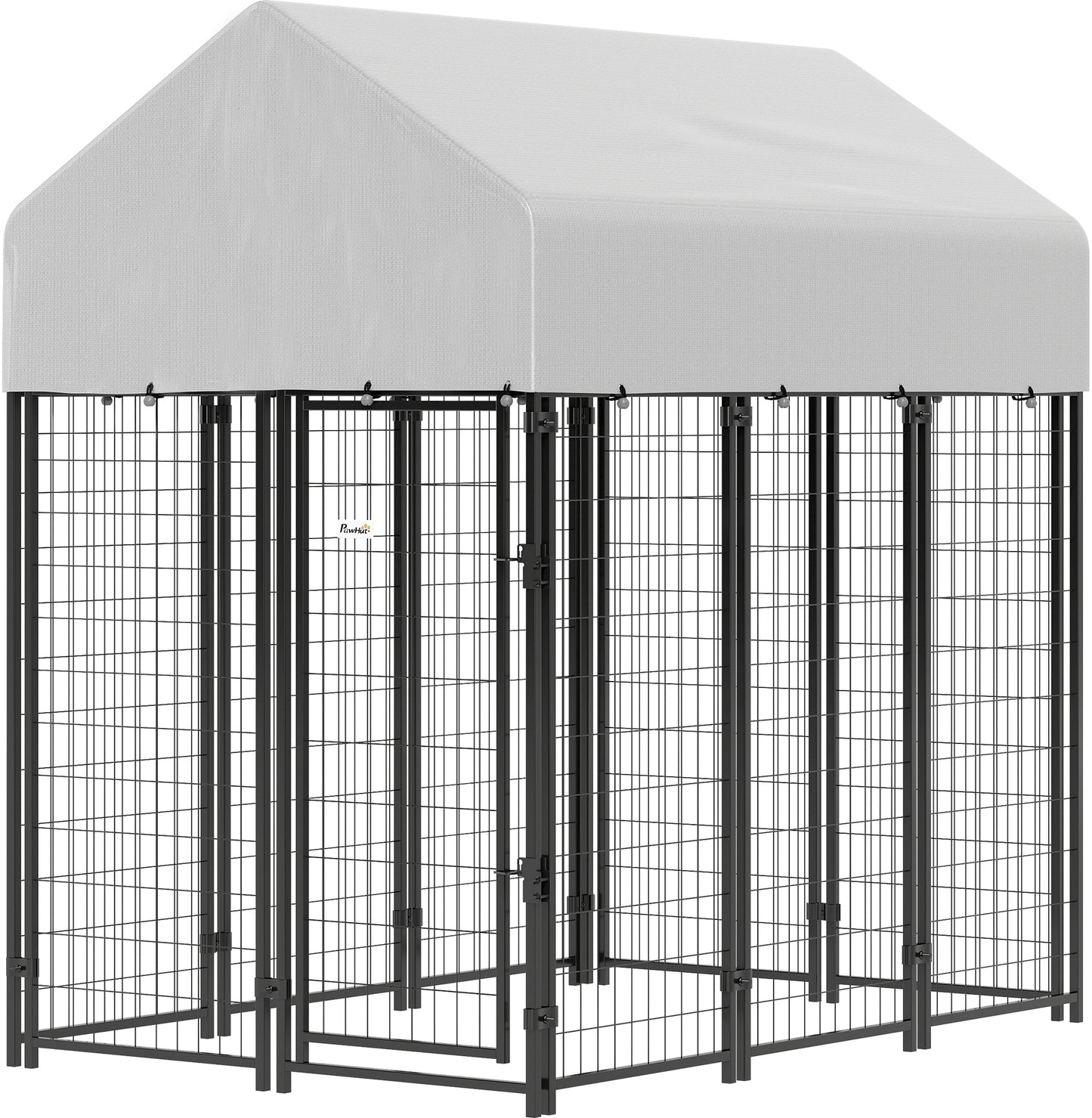 Outdoor Dog Kennel with Roof, 6' x 4' x 6' Heavy Duty Welded Wire Dog Playpen Enclosure with Escape-proof Lock