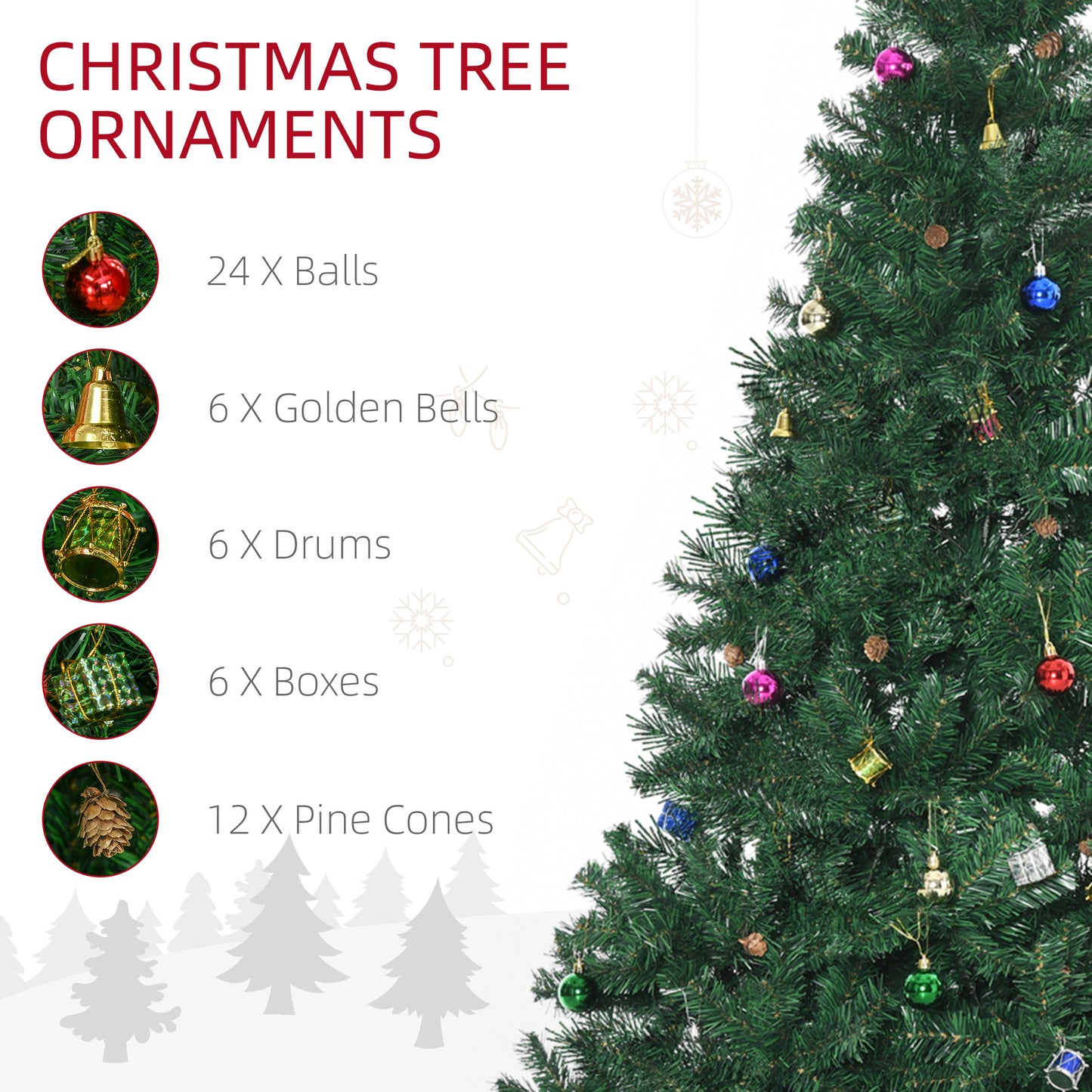 7ft Green Christmas Tree Artificial Xmas Holidays Party with Decoration Ornament