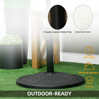 31lbs Concrete Round Patio Umbrella Base Holder, Outdoor Market Umbrella Stand Weight for Lawn, Deck, Backyard, Garden, 