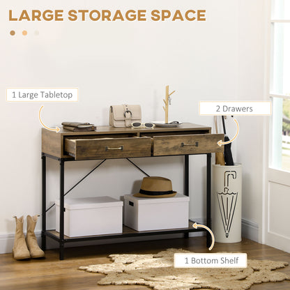 39" Vintage Console Table, Narrow Entryway Table with Drawers, Storage Shelf for Behind Couch, Living Room, Hallway, Bed