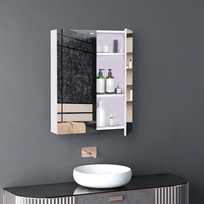 Wall Mount Medicine Cabinet with Mirror, Bathroom Mirror Cabinet Storage Organizer with Adjustable Shelf, Double Door Cu