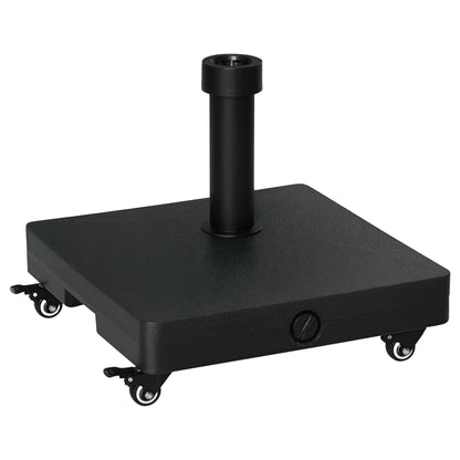 HDPE Square Parasol Base, Portable Umbrella Stand Weights for Cantilever Banana Parasol with Wheels, 35lbs with Water or