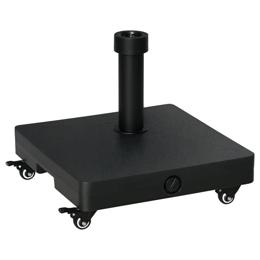 HDPE Square Parasol Base, Portable Umbrella Stand Weights for Cantilever Banana Parasol with Wheels, 35lbs with Water or