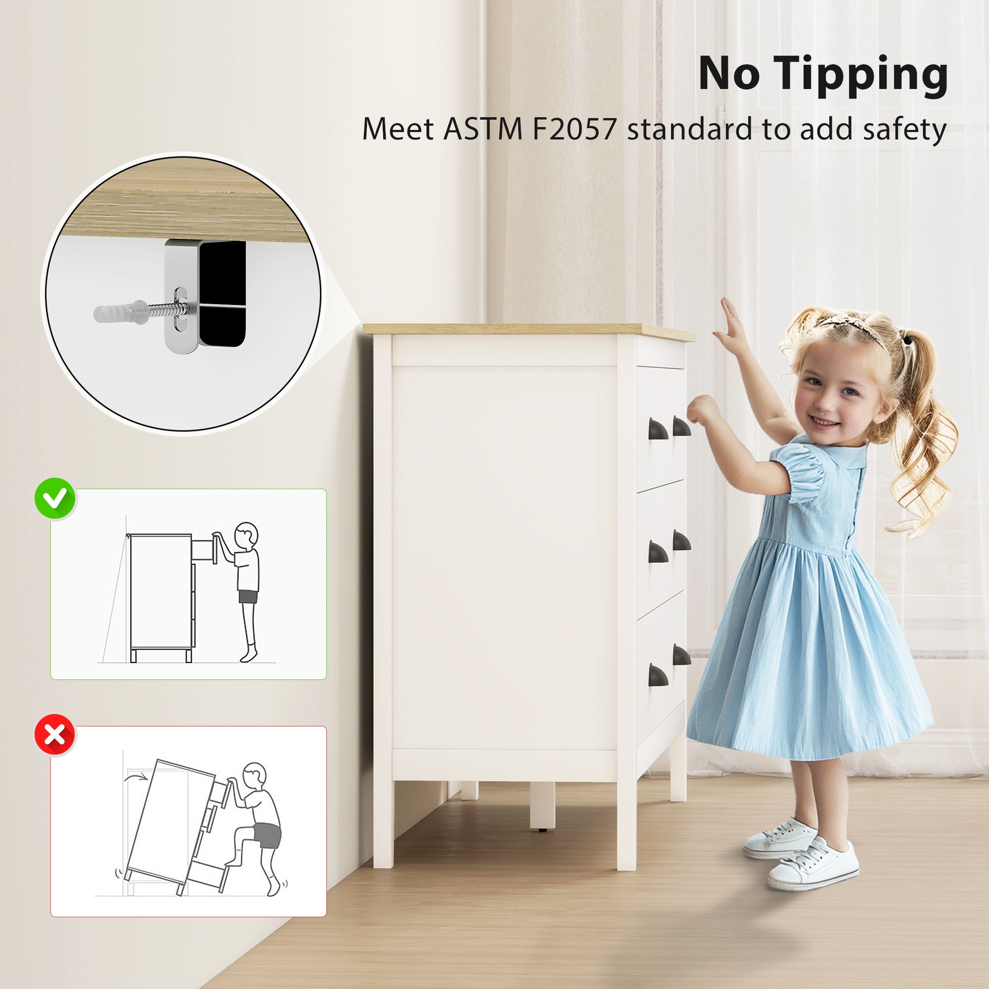 Chest of Drawers with Quiet Slides, Modern 6 Drawer Dresser for Bedroom, Closet, Living Room, Entryway, White