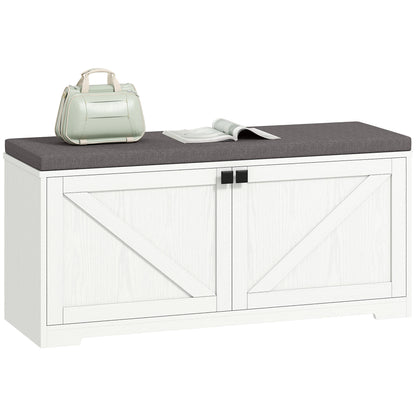 Shoe Storage Bench with Padded Seat, Entryway Bench Holds up to 352 lb, Shoe Organizer, 8 Pairs, White Wood Grain