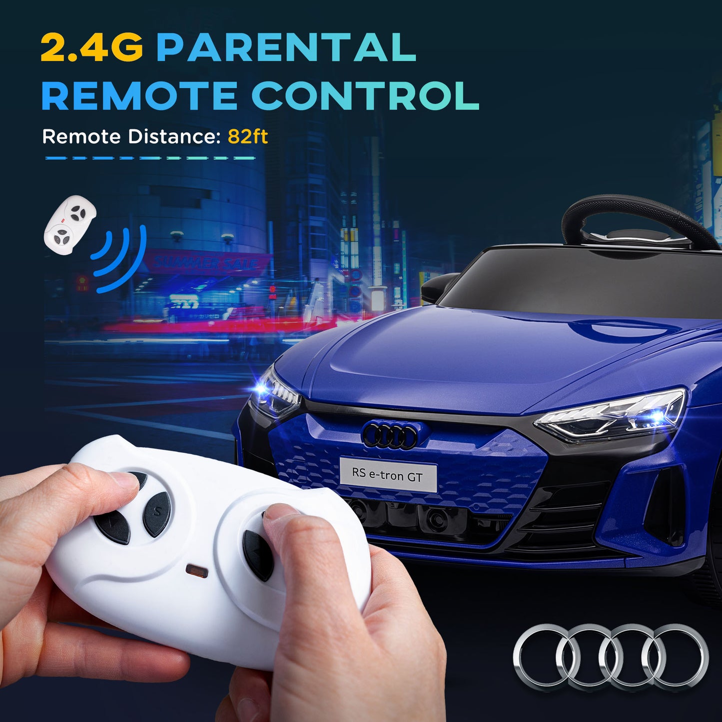 VarietyKart 12V Audi RS e-tron GT Licensed Kids Ride on Car, Battery Powered Electric Car with Remote Control, Navy Blue